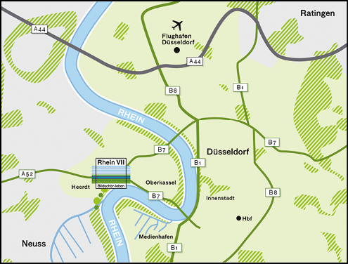 Branding Karte für das Standortmarketingkonzept für das Wohnquartier Rhein VII in Düsseldorf
